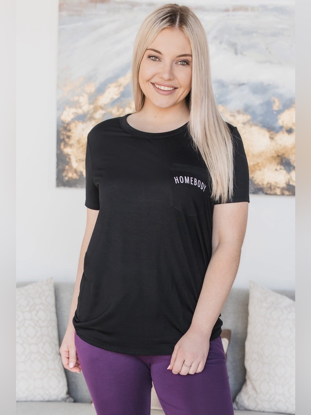 Homebody Tee 🍒 Black, Size Small **very soft & stretchy (excellent condition)